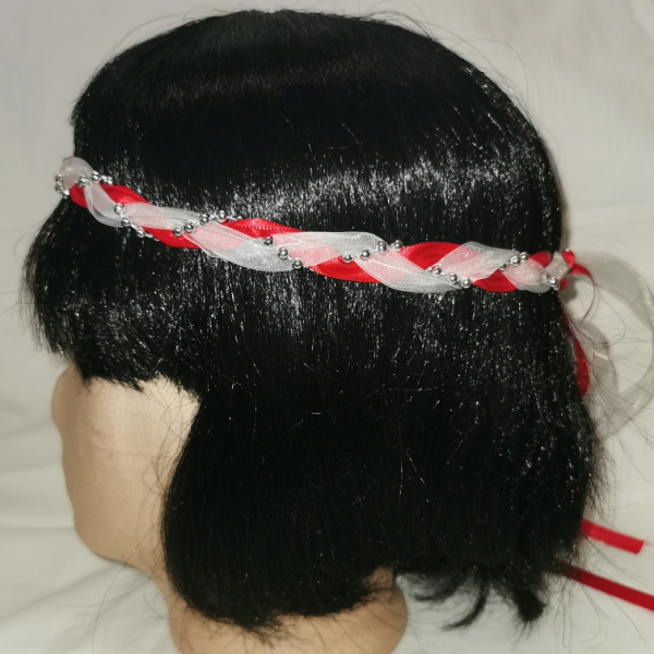 Jungfernband – organza/rot – silber